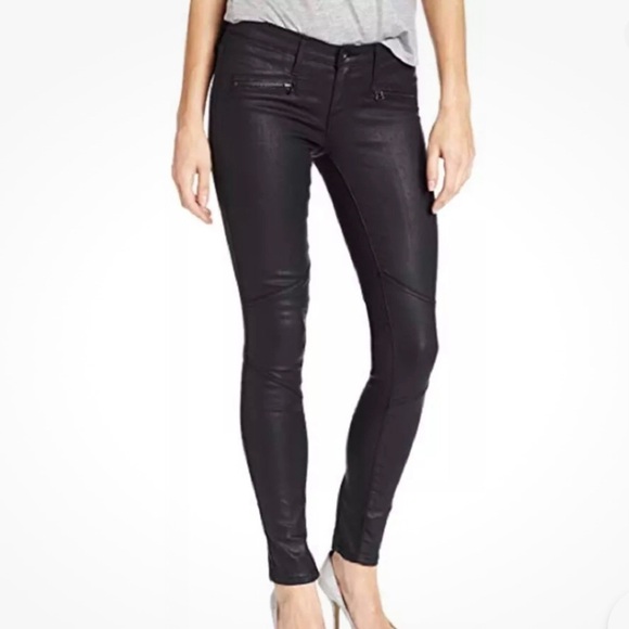 AG The Moto Legging Faux Leather Zipper Detail Women's 27R Black 8" Low Rise - Picture 1 of 10